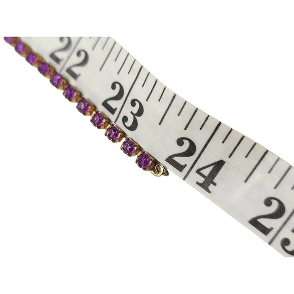 Blue Purple Faceted Crystal Rhinestone Station Necklace Gold Tone Vintage - Picture 5 of 5